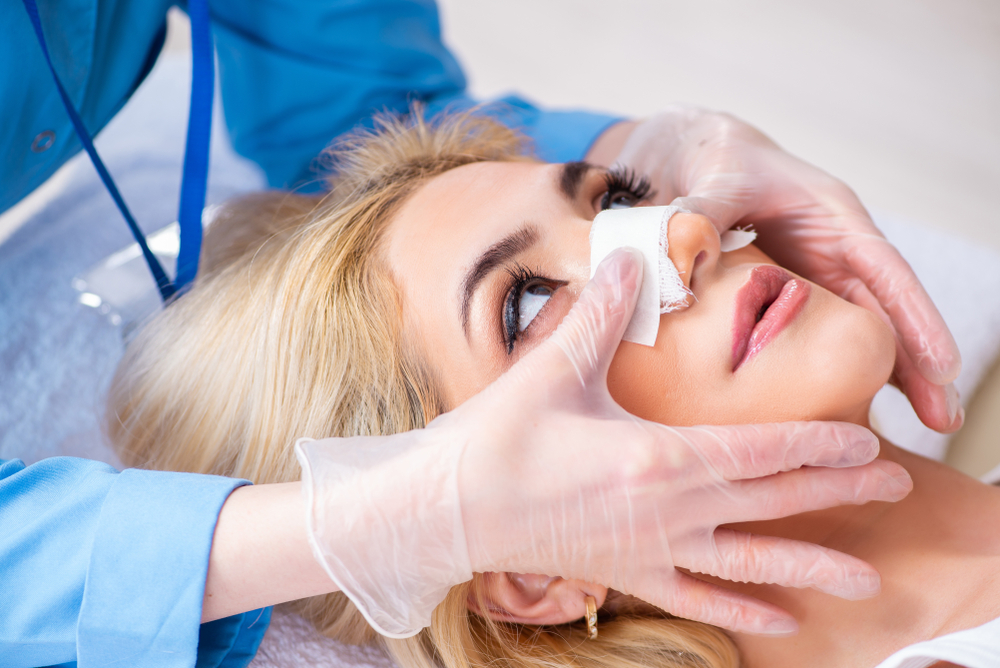 Woman recovering from plastic surgery in Austin, TX