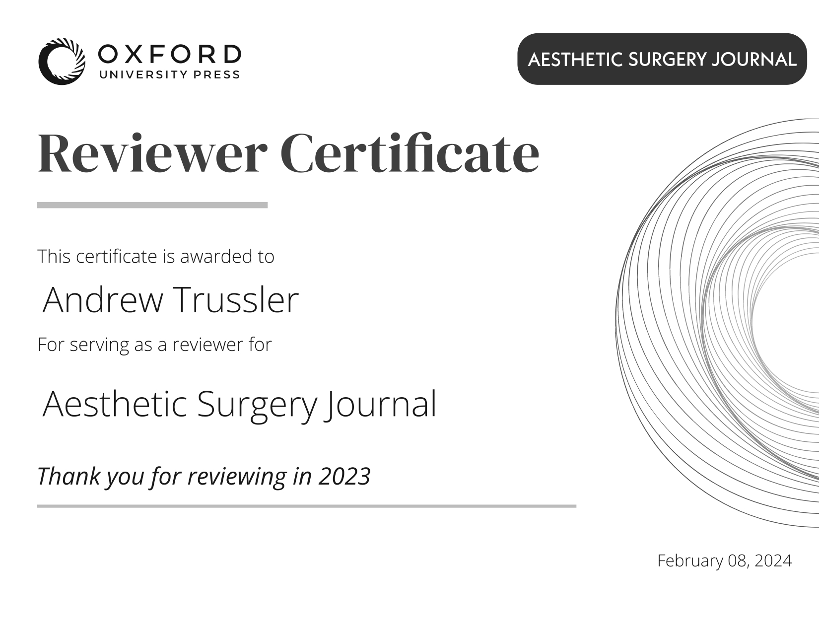 Reviewer Certificate