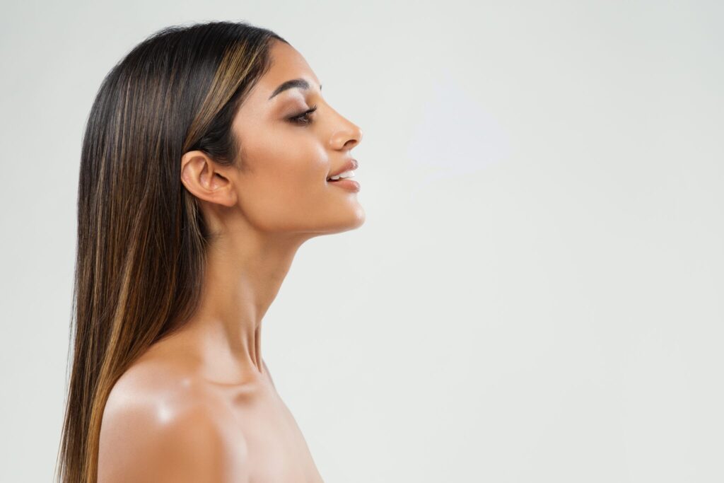 Beauty,Girl,Face,Side,View.,Beautiful,Indian,Woman,Profile,Over