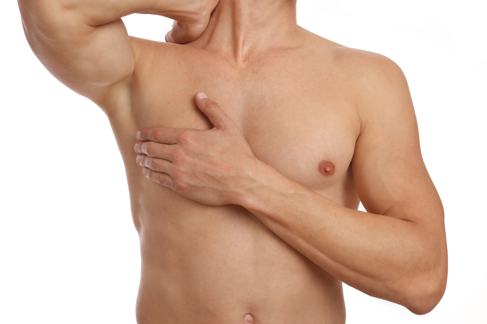 Man's chest after male breast reduction surgery in Austin, TX