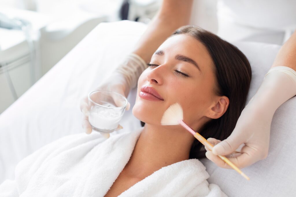 Woman relaxing while getting a chemical peel in Austin, TX